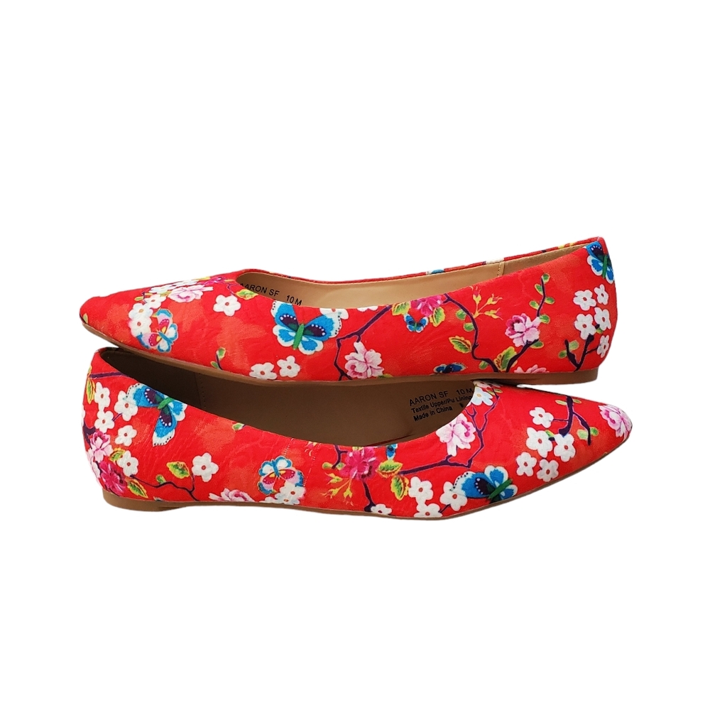 Penny Loves Kenny Aaron SF Red Floral‎ Flats Size 10M